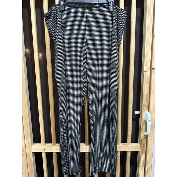 Tahari Pants Womens 3X Black White Houndstooth Stretch Pull On Tummy Control - Picture 1 of 7